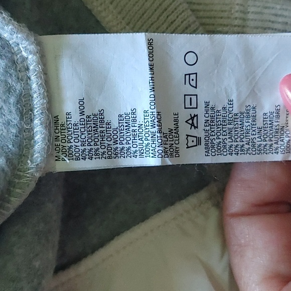 Prana Zinnia white and gray quilted wool sleeve water resistant zip up jacket si - Picture 10 of 10